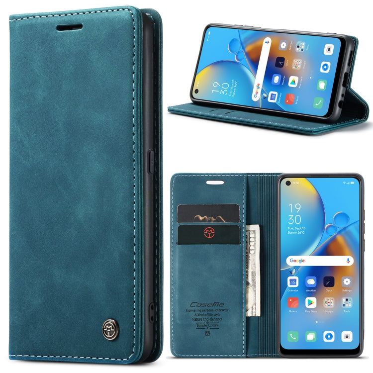 CaseMe 013 Multifunctional Horizontal Flip Leather Phone Case For OPPO F19/F19S/A74 4G/A95 4G/Reno6 Lite 4G Global(Blue) - OPPO Cases by CaseMe | Online Shopping UK | buy2fix