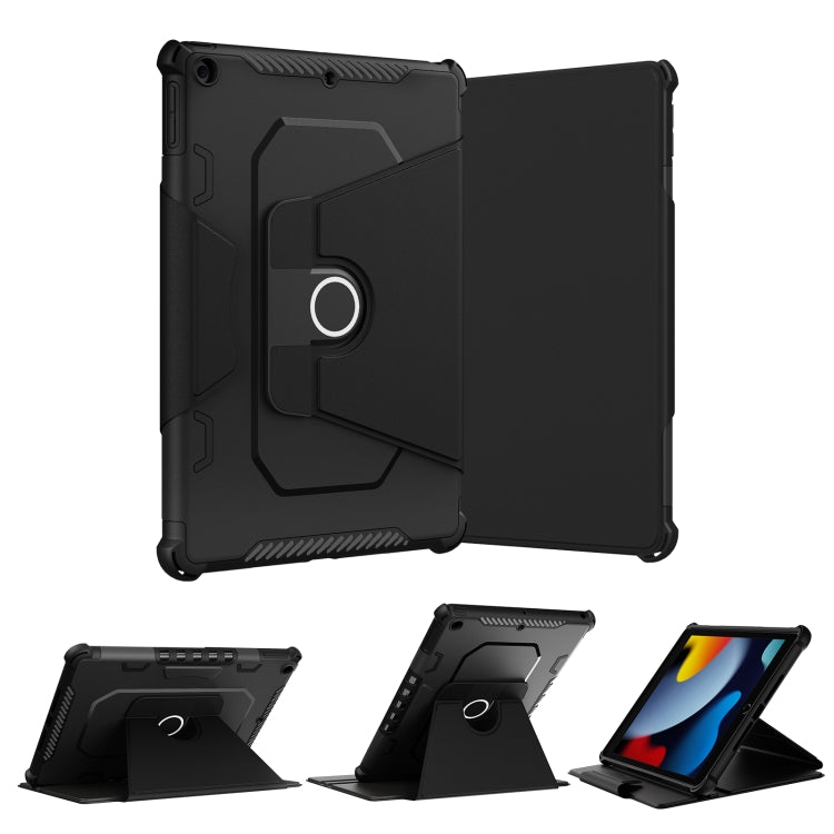 For iPad 10.2 2021 360 Degree Rotating Armored Smart Tablet Leather Case(Black) - iPad 10.2 Cases by buy2fix | Online Shopping UK | buy2fix