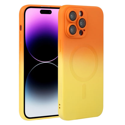 For iPhone 14 Pro Liquid TPU Silicone Gradient MagSafe Phone Case(Orange Yellow) - iPhone 14 Pro Cases by buy2fix | Online Shopping UK | buy2fix