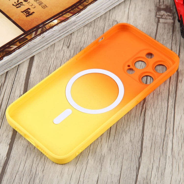 For iPhone 14 Pro Liquid TPU Silicone Gradient MagSafe Phone Case(Orange Yellow) - iPhone 14 Pro Cases by buy2fix | Online Shopping UK | buy2fix