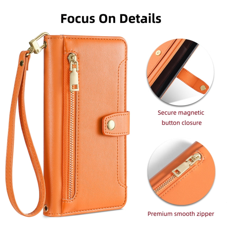 For Ulefone Note 12P Sheep Texture Cross-body Zipper Wallet Leather Phone Case(Orange) - Ulefone Cases by buy2fix | Online Shopping UK | buy2fix