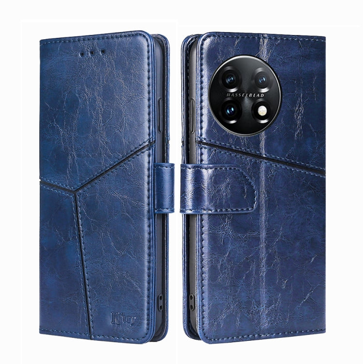 For OnePlus 11 Geometric Stitching Horizontal Flip Leather Phone Case(Blue) - OnePlus Cases by buy2fix | Online Shopping UK | buy2fix