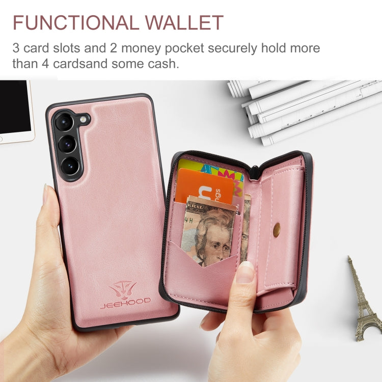 For Samsung Galaxy S24+ 5G JEEHOOD Magnetic Zipper Horizontal Flip Leather Phone Case(Pink) - Galaxy S24+ 5G Cases by JEEHOOD | Online Shopping UK | buy2fix