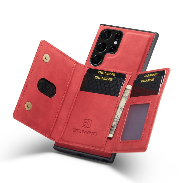 For Samsung Galaxy S23 Ultra 5G DG.MING M2 Series 3-Fold Multi Card Bag + Phone Case(Red) - Galaxy S23 Ultra 5G Cases by DG.MING | Online Shopping UK | buy2fix