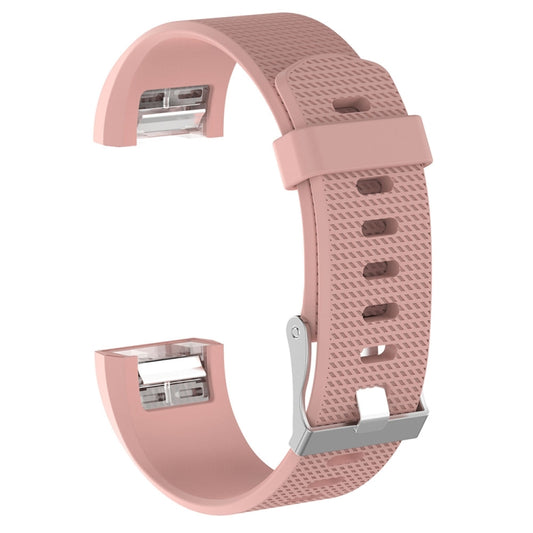 For Fitbit Charge 2 Common Texture Silicone  Watch Band with Buckle, Size:S(Light Pink) - Watch Bands by buy2fix | Online Shopping UK | buy2fix