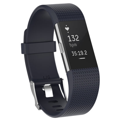 For Fitbit Charge 2 Common Texture Silicone  Watch Band with Buckle, Size:L(Light Grey) - Watch Bands by buy2fix | Online Shopping UK | buy2fix