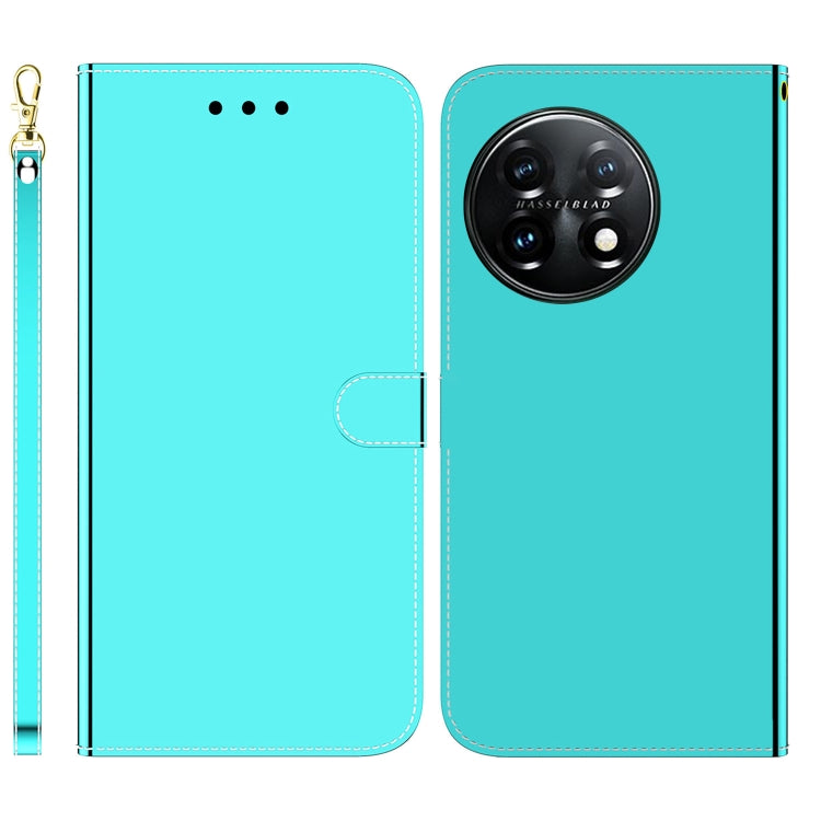 For OnePlus 11 Imitated Mirror Surface Horizontal Flip Leather Phone Case(Mint Green) - OnePlus Cases by buy2fix | Online Shopping UK | buy2fix