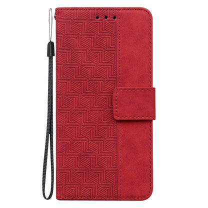 For OnePlus 11 Geometric Embossed Leather Phone Case(Red) - OnePlus Cases by buy2fix | Online Shopping UK | buy2fix