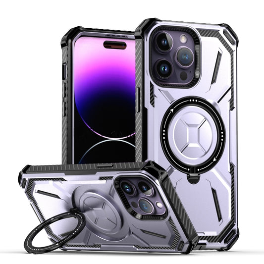 For iPhone 14 Pro Armor Series Holder Phone Case(Light Purple) - iPhone 14 Pro Cases by buy2fix | Online Shopping UK | buy2fix