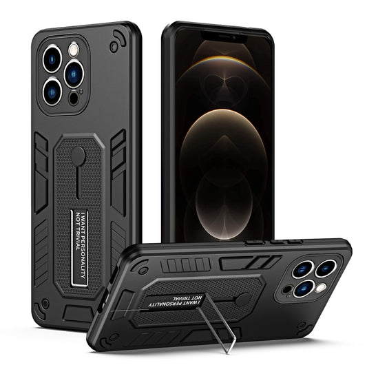 For iPhone 12 Pro Max Variety Brave Armor Finger Loop Holder Phone Case(Black) - iPhone 12 Pro Max Cases by buy2fix | Online Shopping UK | buy2fix