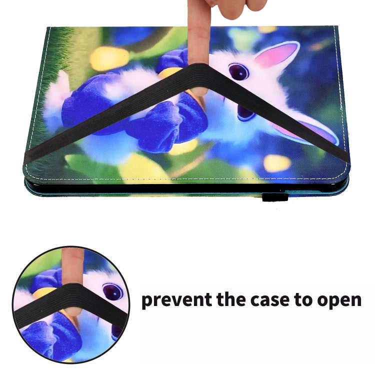 For Samsung Galaxy Tab A 10.1 2016 T580 Colored Drawing Stitching Elastic Band Leather Smart Tablet Case(Cute Rabbit) - Tab A 10.1 by buy2fix | Online Shopping UK | buy2fix