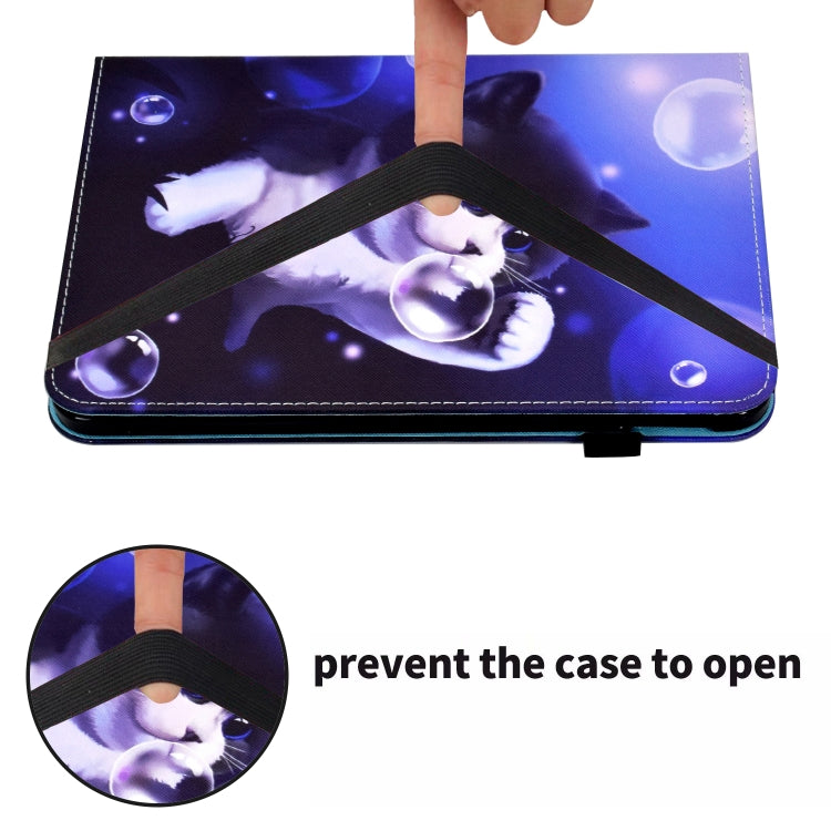 For Samsung Galaxy Tab S5e T720 Colored Drawing Stitching Elastic Band Leather Smart Tablet Case(Bubble Cat) - Tab S5E 10.5 T720 / T725 by buy2fix | Online Shopping UK | buy2fix