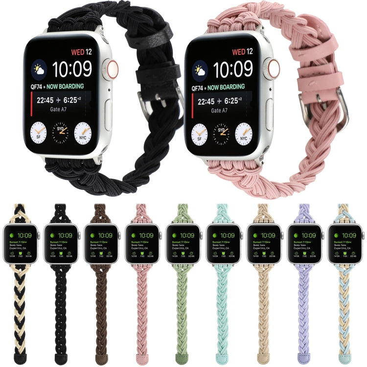 Single Elastic Nylon Braid Watch Band For Apple Watch Ultra 49mm&Watch Ultra 2 49mm / Series 9&8&7 45mm / SE 3&SE 2&6&SE&5&4 44mm / 3&2&1 42mm(Brown) - Watch Bands by buy2fix | Online Shopping UK | buy2fix