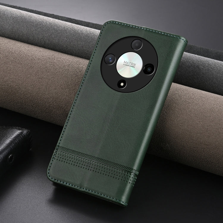 For Honor Magic6 Lite 5G/X9b AZNS Magnetic Calf Texture Flip Leather Phone Case(Dark Green) - Honor Cases by AZNS | Online Shopping UK | buy2fix