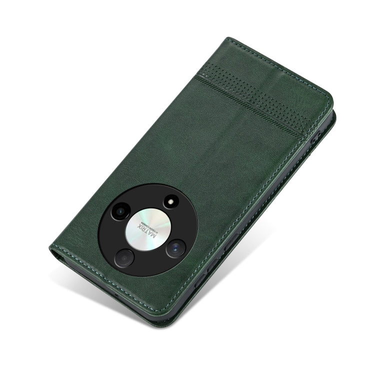 For Honor Magic6 Lite 5G/X9b AZNS Magnetic Calf Texture Flip Leather Phone Case(Dark Green) - Honor Cases by AZNS | Online Shopping UK | buy2fix