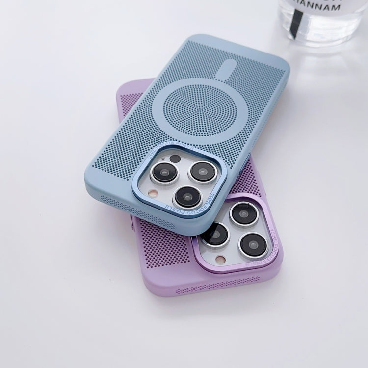 For iPhone 14 Pro Max Grid Cooling MagSafe Magnetic Phone Case(Grey Blue) - iPhone 14 Pro Max Cases by buy2fix | Online Shopping UK | buy2fix