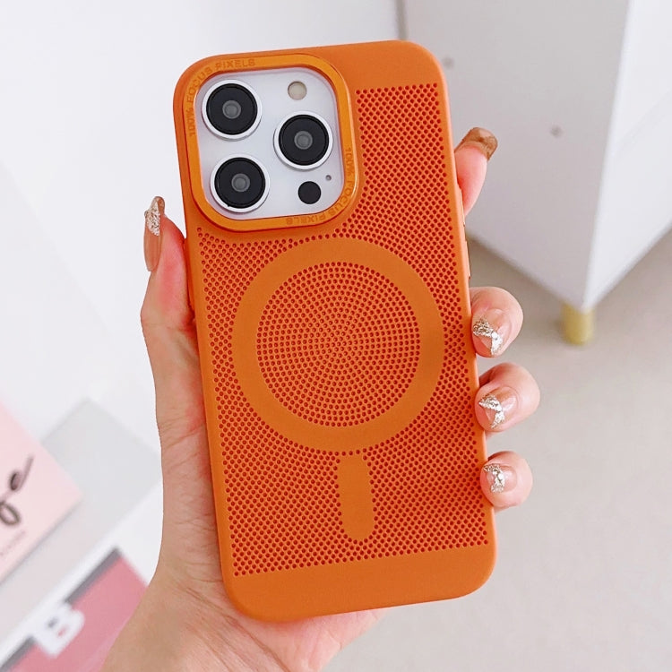 For iPhone 13 Pro Max Grid Cooling MagSafe Magnetic Phone Case(Orange Yellow) - iPhone 13 Pro Max Cases by buy2fix | Online Shopping UK | buy2fix