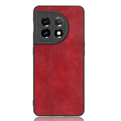 For OnePlus 11 5G Sewing Cow Pattern Skin PC + PU + TPU Phone Case(Red) - OnePlus Cases by buy2fix | Online Shopping UK | buy2fix