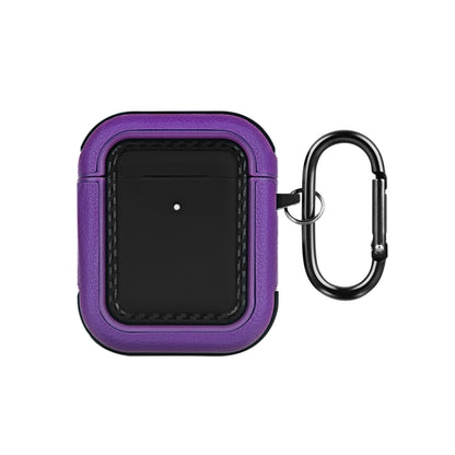 For AirPods 1 / 2 Leather Texture Earphone Protective Case(Black Purple) - For AirPods 1/2 by buy2fix | Online Shopping UK | buy2fix