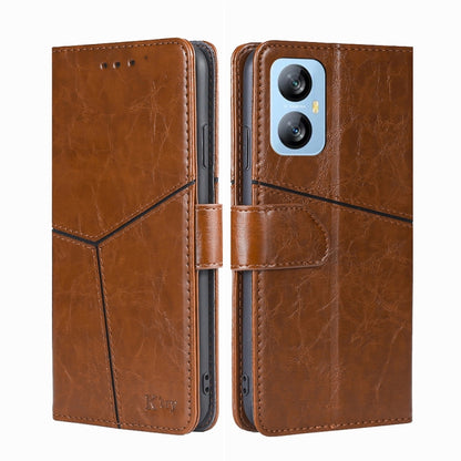 For Blackview A52 Geometric Stitching Flip Leather Phone Case(Light Brown) - More Brand by buy2fix | Online Shopping UK | buy2fix