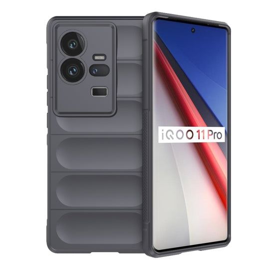 For vivo iQOO 11 Pro 5G Magic Shield TPU + Flannel Phone Case(Dark Grey) - vivo Cases by buy2fix | Online Shopping UK | buy2fix