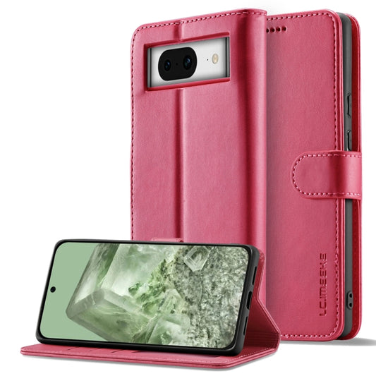 For Google Pixel 8a LC.IMEEKE Calf Texture Flip Leather Phone Case(Red) - Google Cases by LC.IMEEKE | Online Shopping UK | buy2fix