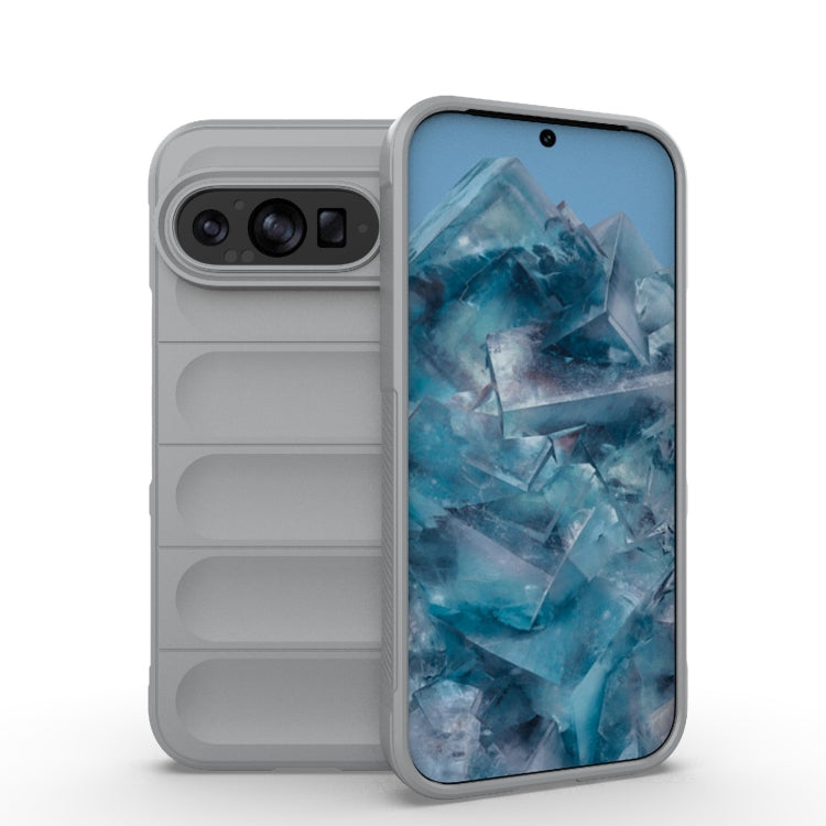 For Google Pixel 9 5G Global Magic Shield TPU + Flannel Phone Case(Grey) - Google Cases by buy2fix | Online Shopping UK | buy2fix