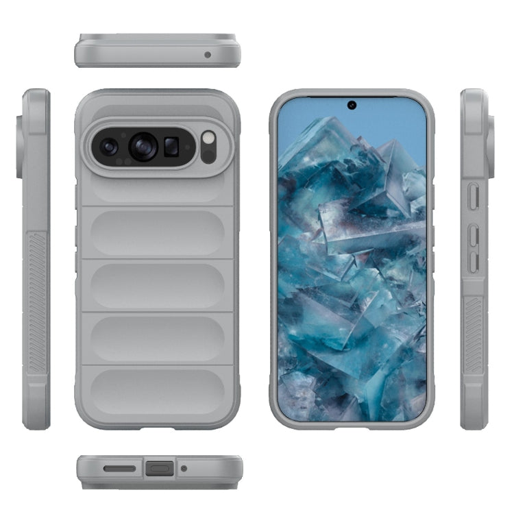 For Google Pixel 9 5G Global Magic Shield TPU + Flannel Phone Case(Grey) - Google Cases by buy2fix | Online Shopping UK | buy2fix