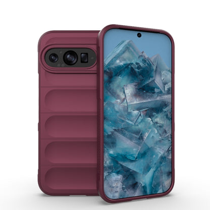 For Google Pixel 9 5G Global Magic Shield TPU + Flannel Phone Case(Wine Red) - Google Cases by buy2fix | Online Shopping UK | buy2fix