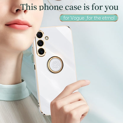 For Samsung Galaxy A25 5G XINLI Straight Edge 6D Electroplate TPU Phone Case with Ring Holder(Mint Green) - Galaxy Phone Cases by XINLI | Online Shopping UK | buy2fix