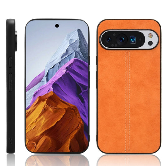 For Google Pixel 9 Sewing Cow Pattern Skin PC + PU + TPU Phone Case(Orange) - Google Cases by buy2fix | Online Shopping UK | buy2fix