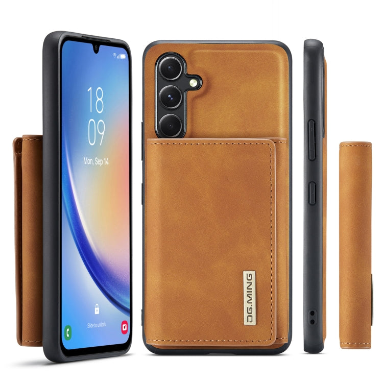 For Samsung Galaxy A34 5G DG.MING M1 Series 3-Fold Multi Card Wallet + Magnetic Phone Case(Brown) - Galaxy Phone Cases by DG.MING | Online Shopping UK | buy2fix