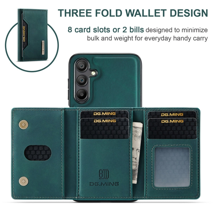 For Samsung Galaxy A15 5G / A15 4G DG.MING M2 Series 3-Fold Multi Card Bag + Magnetic Phone Case(Green) - Galaxy Phone Cases by DG.MING | Online Shopping UK | buy2fix