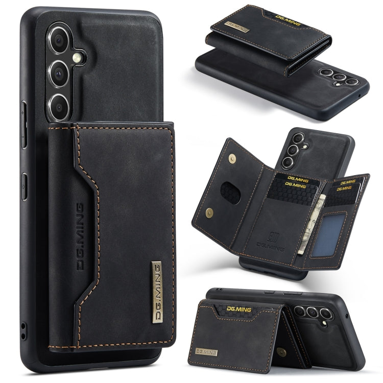 For Samsung Galaxy A35 5G DG.MING M2 Series 3-Fold Multi Card Bag + Magnetic Phone Case(Black) - Galaxy Phone Cases by DG.MING | Online Shopping UK | buy2fix