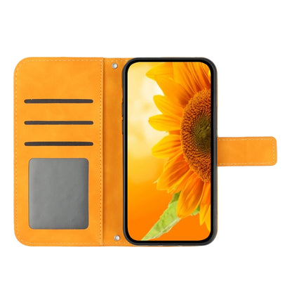 For Xiaomi 14 Skin Feel Sun Flower Embossed Flip Leather Phone Case with Lanyard(Yellow) - 14 Cases by buy2fix | Online Shopping UK | buy2fix