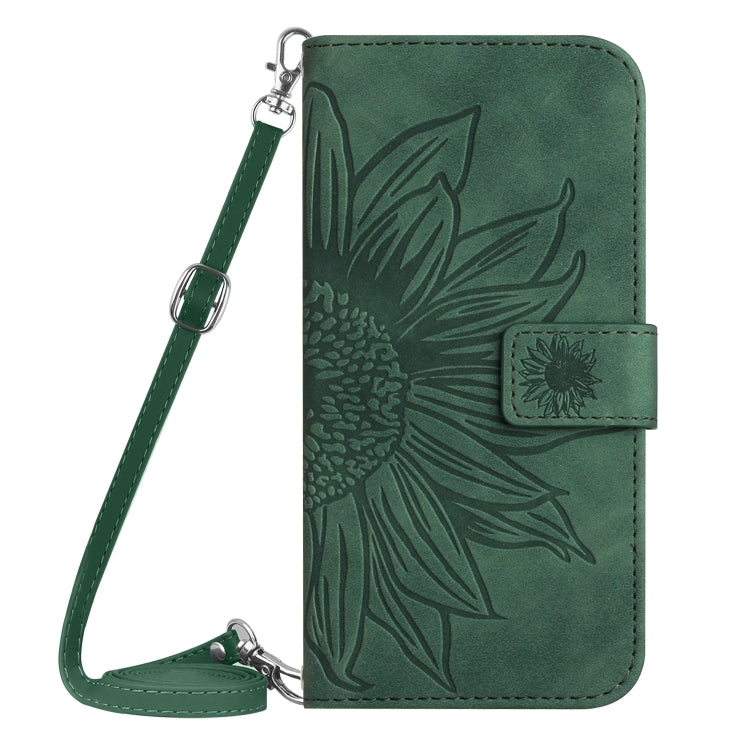 For Xiaomi 14 Pro Skin Feel Sun Flower Embossed Flip Leather Phone Case with Lanyard(Green) - 14 Pro Cases by buy2fix | Online Shopping UK | buy2fix