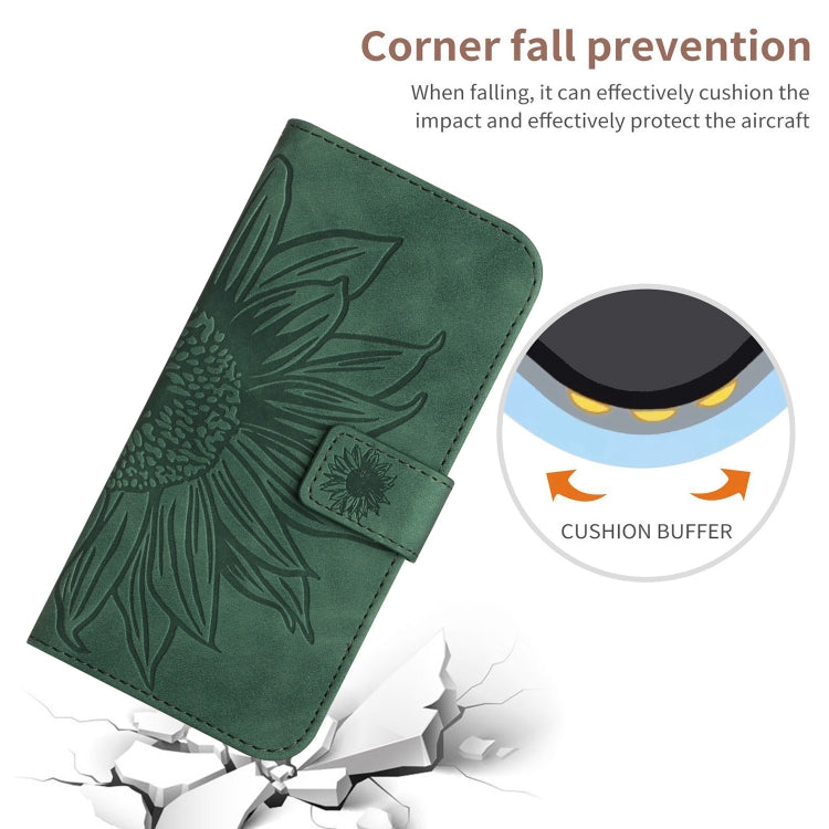 For Xiaomi 14 Pro Skin Feel Sun Flower Embossed Flip Leather Phone Case with Lanyard(Green) - 14 Pro Cases by buy2fix | Online Shopping UK | buy2fix