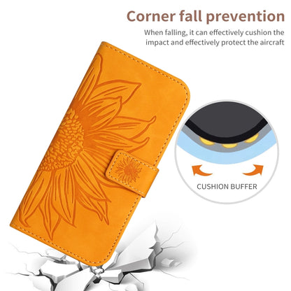 For Xiaomi 14 Pro Skin Feel Sun Flower Embossed Flip Leather Phone Case with Lanyard(Yellow) - 14 Pro Cases by buy2fix | Online Shopping UK | buy2fix