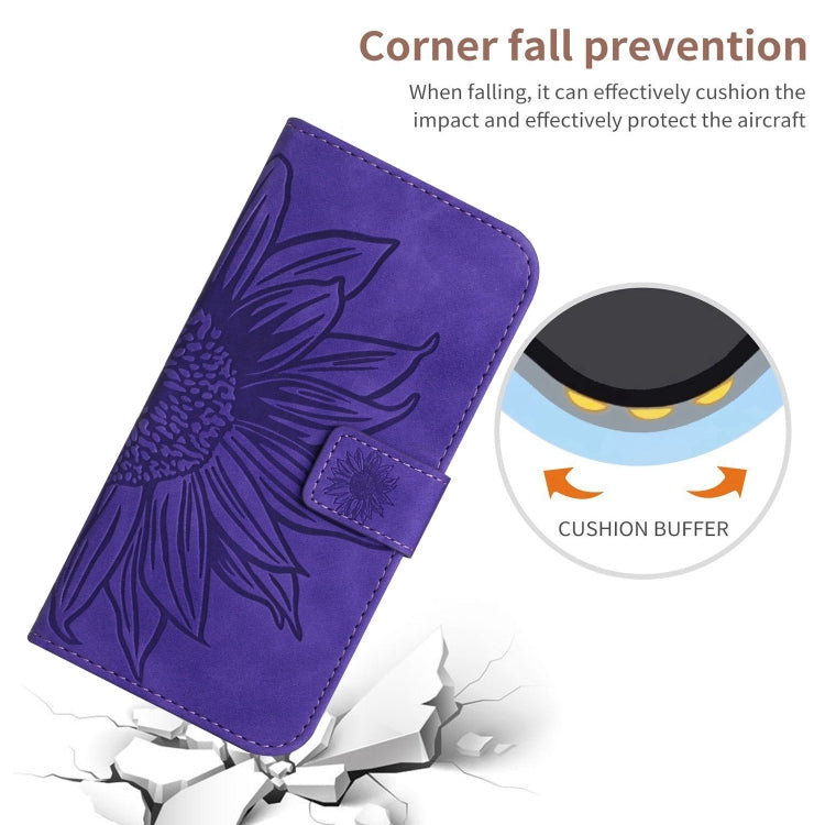 For Xiaomi Redmi A3 Skin Feel Sun Flower Embossed Flip Leather Phone Case with Lanyard(Dark Purple) - Xiaomi Cases by buy2fix | Online Shopping UK | buy2fix