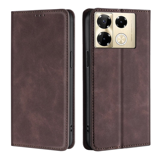 For Infinix Note 40 Pro 4G Skin Feel Magnetic Leather Phone Case(Dark Brown) - Infinix Cases by buy2fix | Online Shopping UK | buy2fix