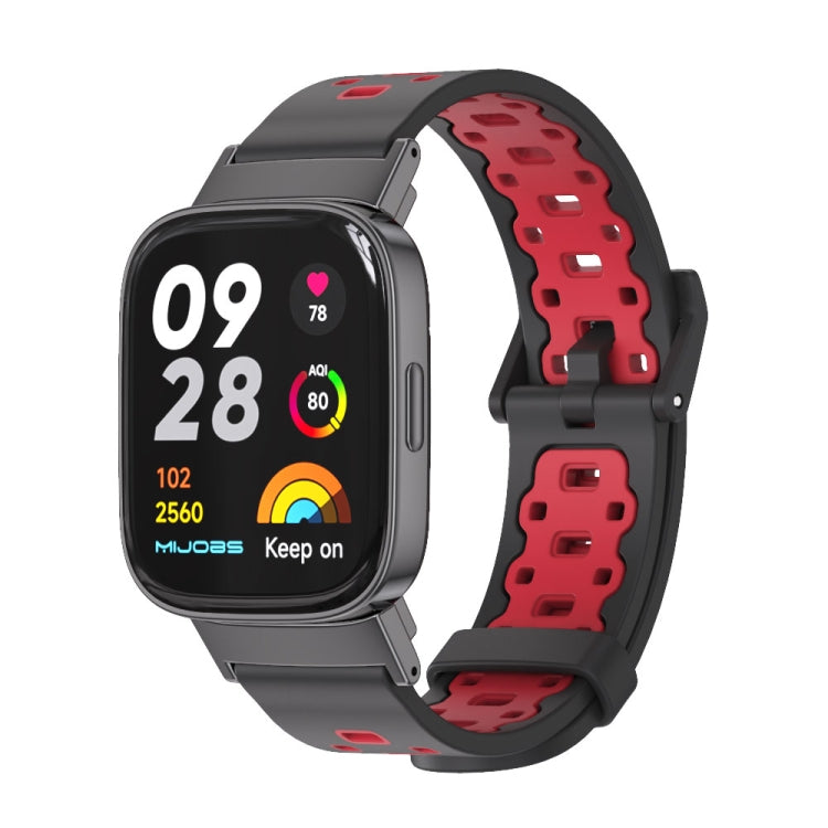 For Redmi Watch 3 Mijobs Square Hole Breathable TPU Watch Band(Black Red) - Watch Bands by MIJOBS | Online Shopping UK | buy2fix