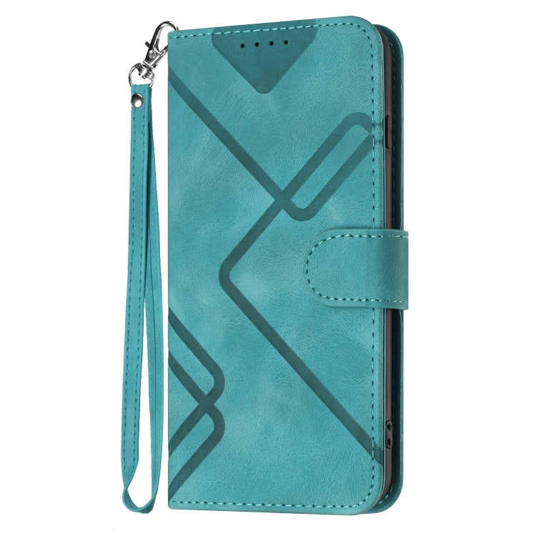 For OnePlus 11 Line Pattern Skin Feel Leather Phone Case(Light Blue) - OnePlus Cases by buy2fix | Online Shopping UK | buy2fix