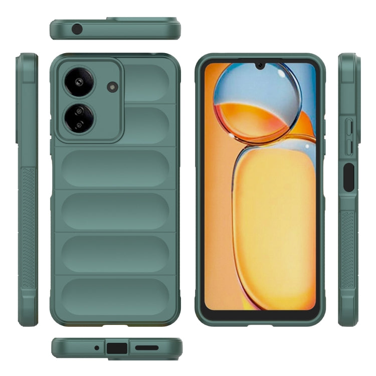 For Xiaomi Redmi 13C 4G Global Magic Shield TPU + Flannel Phone Case(Dark Green) - 13C Cases by buy2fix | Online Shopping UK | buy2fix