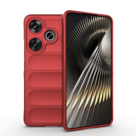 For Xiaomi Redmi Turbo 3 5G Magic Shield TPU + Flannel Phone Case(Red) - Xiaomi Cases by buy2fix | Online Shopping UK | buy2fix