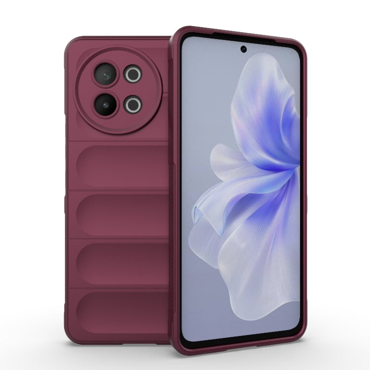 For vivo S18E 5G Magic Shield TPU + Flannel Phone Case(Wine Red) - vivo Cases by buy2fix | Online Shopping UK | buy2fix