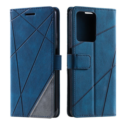 For Redmi Note 12 5G Skin Feel Splicing Leather Phone Case(Blue) - Xiaomi Cases by buy2fix | Online Shopping UK | buy2fix