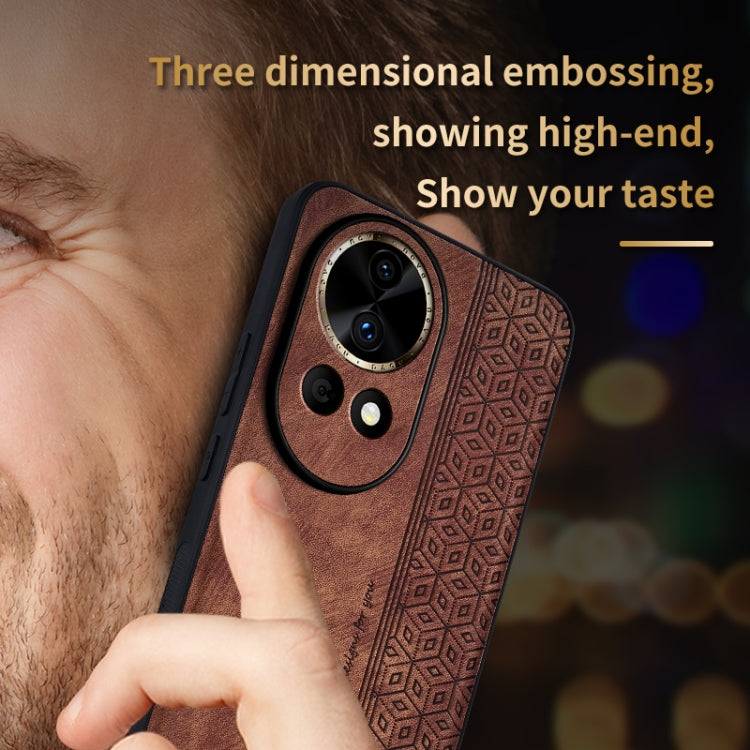 For Huawei nova 12 AZNS 3D Embossed Skin Feel Phone Case(Brown) - Huawei Cases by AZNS | Online Shopping UK | buy2fix