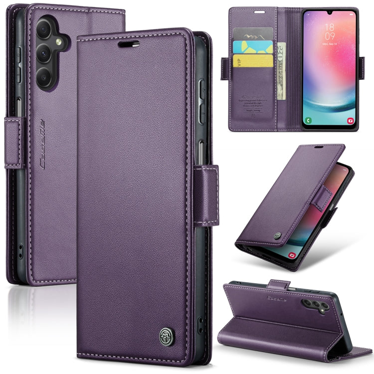 For Samsung Galaxy A24 4G CaseMe 023 Butterfly Buckle Litchi Texture RFID Anti-theft Leather Phone Case(Pearly Purple) - Galaxy Phone Cases by CaseMe | Online Shopping UK | buy2fix