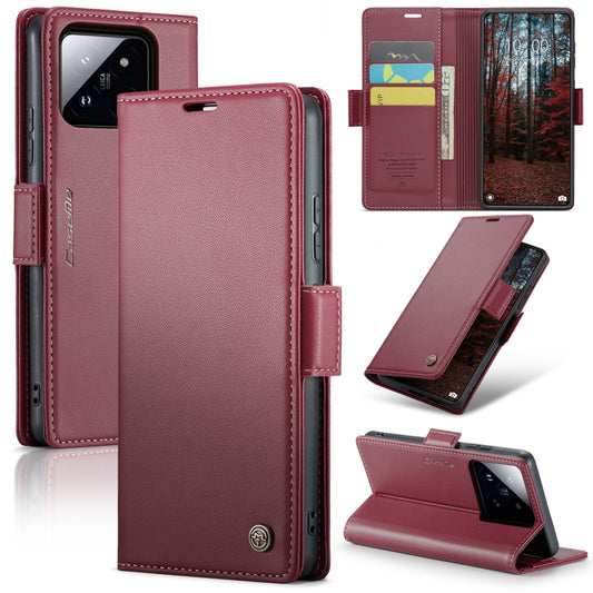 For Xiaomi 14 CaseMe 023 Butterfly Buckle Litchi Texture RFID Anti-theft Leather Phone Case(Wine Red) - 14 Cases by CaseMe | Online Shopping UK | buy2fix