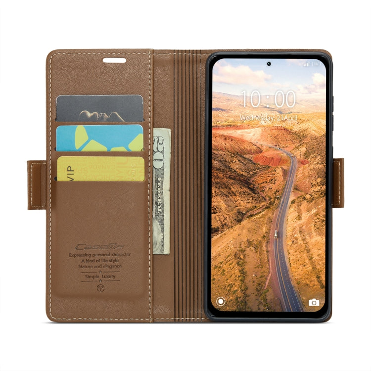 For Xiaomi Redmi Note 13 5G CaseMe 023 Butterfly Buckle Litchi Texture RFID Anti-theft Leather Phone Case(Brown) - Xiaomi Cases by CaseMe | Online Shopping UK | buy2fix